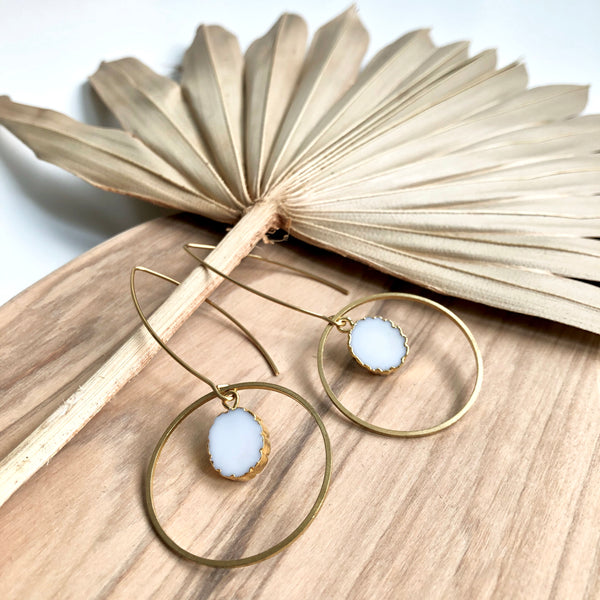 Boucles d'oreilles "Rōsie" Agate blanche