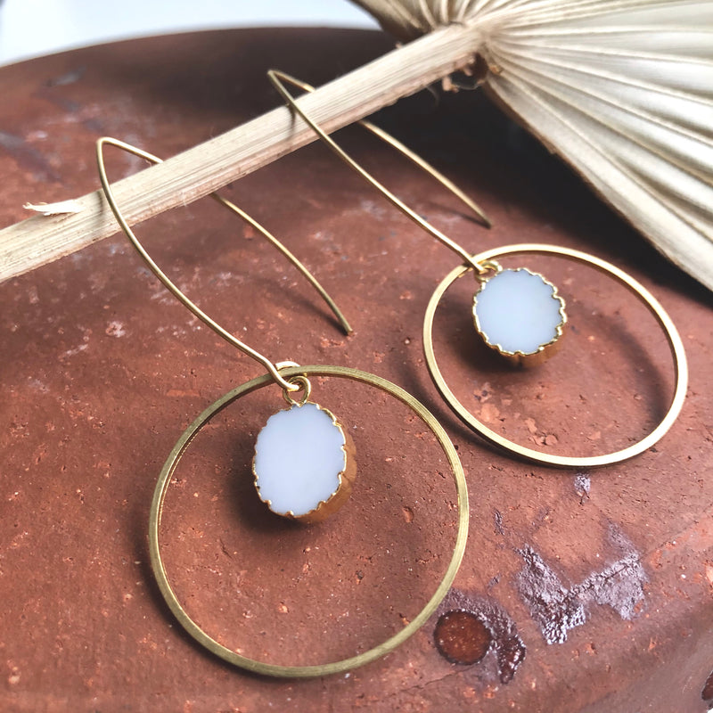 Boucles d'oreilles "Rōsie" Agate blanche